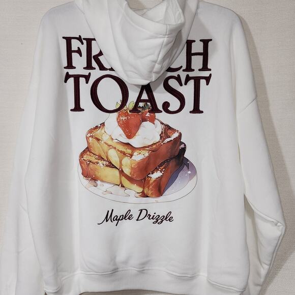 French toast women's white hoodie size Large - Picture 1 of 7